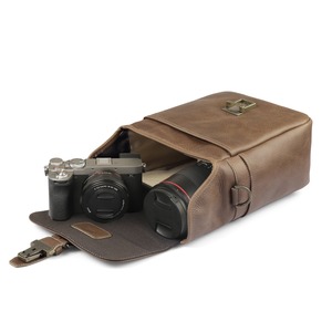 Bolsa de mensajero de cuero personalizada hecha a mano unisex, bolsas de vídeo para cámara DSLR instantánea, bolsa de viaje para cámaras sin espejo - Product Image 3