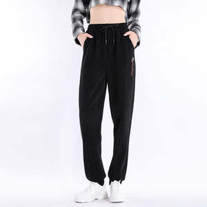 Pantalons évasés pour femmes, style streetwear, respirants, imprimés, décontractés, taille à cordon, 100% coton, à prix avantageux - Product Image 1