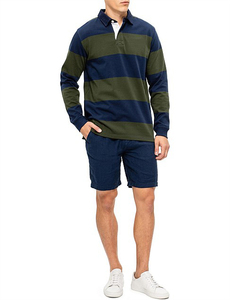 เสื้อโปโลแขนยาวลายทางผ้าฝ้ายผู้ชาย, เสื้อยืดเนื้อนุ่มระบายอากาศได้ดีลำลองเหมาะสำหรับใส่ในสำนักงานทุกวันและใช้งานกลางแจ้ง - Product Image 5