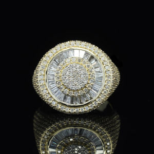 Anillo único de Plata de Ley 925 Hip Hop con diamantes de moissanita de corte redondo y Baguette que mejoran la claridad VVS para bodas - Product Image 1