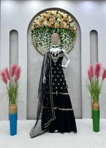 Fabzone Kurta Palazzo para Mujer, Bordado, Georgette Pesado, Inspirado en la Actriz de Bollywood Kangana, Ropa de Fiesta, Fabzone Sharara - Product Image 5