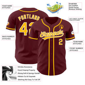 Maillot de baseball authentique en gros respirant à séchage rapide durable cousu résistant à l'humidité confort adapté aux équipes sportives - Product Image 2