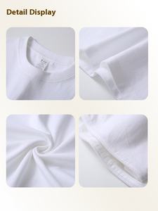 Verano hombres 230g peso pesado algodón manga corta Camiseta cuello suelto Color sólido Base camisa placa ligera al por mayor - Product Image 4