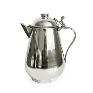 Olla de leche decorativa de cobre Kovan auténtico Color NÍQUEL Kovan cuenco de leche con tapa, mango de latón 1250ml auténtico servicio de bebida - Product Image 1