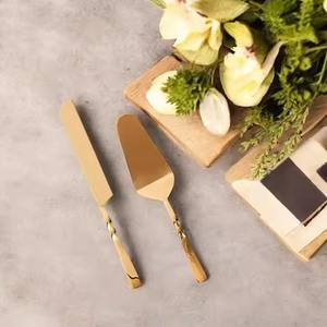 Juego de 2 servidores de pastel portátiles de acero inoxidable hechos a mano premium más vendidos - Product Image 1