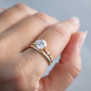 IGI Round Lab Grown Diamond Ring14K Gold Lab Créé Bague en diamant pour mariage et bague de fiançailles ou bande - Product Image 5