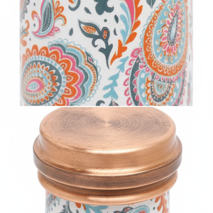 Bouteille d'eau en cuivre pur en gros, 1 litre |   Vaisselle ayurvédique anti-fuite en laque imprimée Meena Designer - Product Image 4
