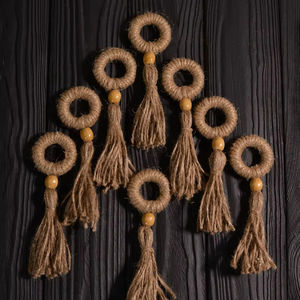Anneau de serviette en jute rond élégant pour la mise en place de la salle à manger du restaurant et la décoration de table moderne avec un attrait rustique Vente en gros en provenance d'Inde - Product Image 1