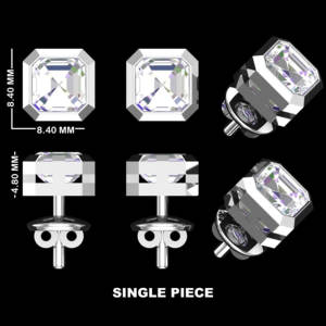 2CT Asscher Cut Moissanite Diamond Stud Earrings Square 925 Silver VVS Clarity Premium Stud Earrings - Product Image 6