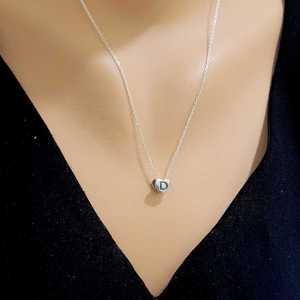 Collar de Plata de Ley 925 con Letra y Corazón, 46 cm, para Uso Diario Femenino - Product Image 1