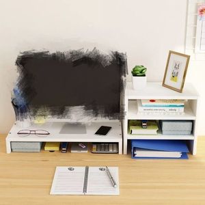 Montante per Monitor a 2 livelli in lega di alluminio da 20 pollici e Organizer per Desktop MDF con tavolo per Laptop da casa - Product Image 2