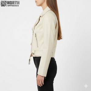Veste en cuir pour femme, de qualité supérieure, en cuir véritable, tricotée, décontractée, taille adulte, personnalisable - Product Image 3