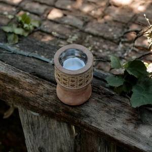 เตาเผาเครื่องหอมไม้ทำมือพร้อมถ้วยโลหะ ที่วางบาคูร์แบบดั้งเดิม ของตกแต่งบ้านสไตล์เรียบง่ายแบบธรรมชาติ เหมาะสำหรับเป็นของขวัญในเดือนรอมฎอน - Product Image 1