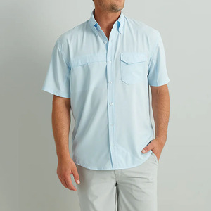 เสื้อตกปลาแขนยาวของผู้ชายผ้าปอปลินแบบธรรมดามีกระดุมติดโลโก้ขายส่ง - Product Image 5