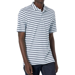 Camiseta de polo con logotipo personalizado para hombre, 100% de lona de algodón, diseño a rayas de dos tonos, cuello de solapa de manga larga, estilo de lona holgado - Product Image 2