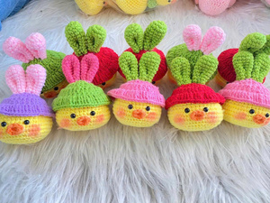 กระเป๋าเป้สะพายหลังของเล่นขนาดเล็กทำด้วยมือไหมพรมโครเชต์ทำมือน่ารักพวงกุญแจรูปสัตว์ของที่ระลึกงานฝีมือที่มาจากเวียดนาม - Product Image 5