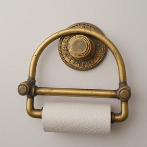 Decorative Brass Patina Wall Mounted Toilet Paper Holder Artisan Craft Designed For Decorative Interiors And Functional Seasonal - Product Image 1