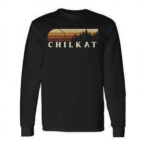 T-shirt promotionnel à manches longues Chilkat AK Vintage Evergreen Sunset Eighties Retro - Product Image 2