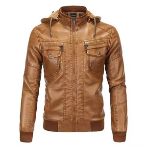 Best Quality Men <b>Jacket</b> Leather Latest Winter Men New Velvet Lining with Stand Collar Faded Leisure <b>Jacket</b> for <b>Boys</b> - Product Image 1