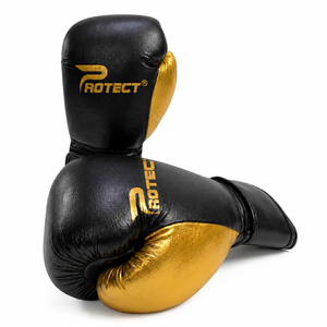 Guantes de Boxeo Profesionales para Adultos, de Cuero, para Entrenamiento, Blancos y Dorados, con Cierre de Velcro en la Muñeca - Product Image 2