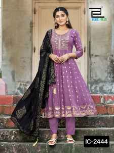 Plus belle mode indienne tendance pour les femmes longue Banglory soie avec broderie Anarkali Kurti robe avec Dupatta ensemble pour les femmes - Product Image 4