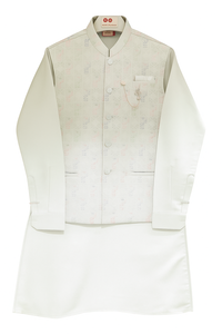 Traditionnel brodé soie Kurta pyjama ensemble Nehru veste sans rides fête mariage porter indien ethnique porter hommes respirant - Product Image 4