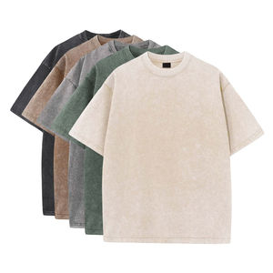 Camiseta de gran tamaño vintage, camiseta con logotipo personalizado de peso pesado, Camiseta con estampado de gran tamaño y hombros caídos, camiseta de ácido de lavado liso - Product Image 6