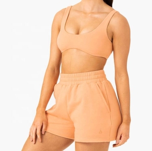 Ensembles de fitness pour femmes en gros Tenues de sport respirantes-Soutien-gorge et leggings de sport Shorts Vêtements d'entraînement teints en couleur unie - Product Image 5