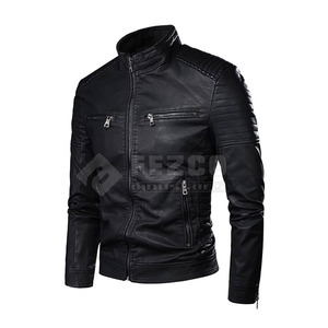 High Quality Custom Cow Skin Leather <b>Jacket</b> Men's Winter Stand Collar Waterproof Breathable Casual Fashion Custom OEM/ODM - Product Image 1