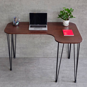 Escritorio Esquinero en Forma de L de 120x80cm, Plegable, con Cajón de Almacenamiento, Patas de Hierro con Diseño de Horquilla, de Madera de Caucho, para Juegos y Hoteles - CD68023 - Product Image 5