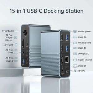 Acasis 15 puertos Tipo-C Hub Estación de acoplamiento 10Gbps Tipo-C a HDMI 4K 60HZ PD100W Para Macbook Pro Triple Display Expansion Dock - Product Image 2