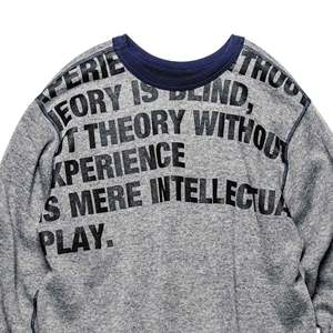 Vintage 4-Way Wool Crewneck Uniform Experiment <b>Knit</b> <b>Sweater</b> with Long Sleeves <b>Cable</b> <b>Knit</b> Pattern Stripe Logo Print Decoration - Product Image 3