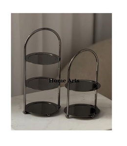 Ensemble de 2 présentoirs à gâteaux en acier inoxydable Dernier design Chocolats forme ronde Supports aux dattes pour fournisseur en gros - Product Image 1