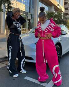 ชุดวอร์มผ้าฝ้ายปักลาย2ชิ้นสไตล์วินเทจซักกรดชุดวอร์มไซส์ใหญ่พิเศษ - Product Image 1