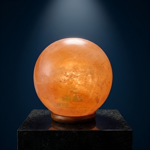 Lámpara de Sal Rosa del Himalaya Natural en Forma de Bola con Base de Madera de Neem Sólida y Interruptor de Luz Ajustable - Product Image 2