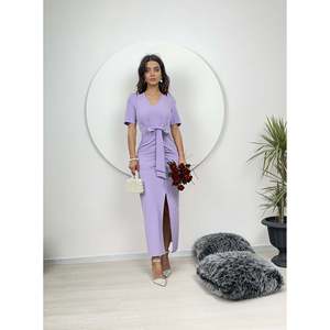 Vestido Maxi Blanco Atlas missJANELL con Frente Fruncido y Elegante Detalle de Lazo, Mezcla de Poliéster y Elastano para Moda Femenina - Product Image 1