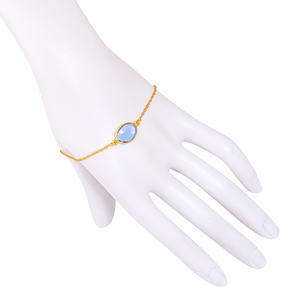 Pulsera de Lujo para Mujer, Hecha a Mano, de Plata de Ley 925 Maciza, Chapada en Oro de 18K, con Topacio Azul, para Regalo y Joyería de Fiesta - Product Image 2