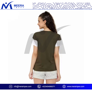 เสื้อยืดคอกลมของผู้หญิงทันสมัยสวมใส่สบายทุกวันสำหรับนอกสถานที่สบายๆพอดีตัวนุ่มระบายอากาศสีพื้นเป็นมิตรกับสิ่งแวดล้อม - Product Image 4