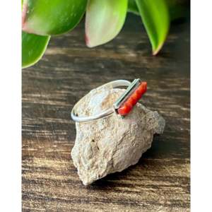 Zuni Vintage Religious Sterling Silver Bar <b>Ring</b> <b>Resizable</b> Number Shape Bar Setting Inlay with Plating Gift for Size 5.25 - Product Image 3