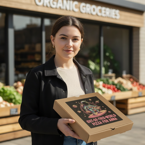 Custom Design Personalized Eco-Friendly Kraft Paper Pizza <b>Box</b> with Brand Logo for Pizzeria <b>Takeaway</b> Shops & Event Catering - Product Image 6