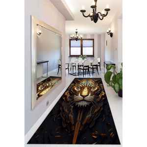 Geometric Tiger <b>Doormat</b>, Golden Jungle Cat Rug, Fierce Animal Art Mat,With Pile Soft Rug - Product Image 2