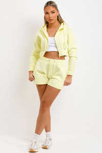 Conjunto de chándal de 2 piezas con capucha y pantalones cortos con cremallera para mujer, conjunto de chándal con capucha y chándal corto para mujer, conjunto de 2 piezas para mujer - Product Image 6