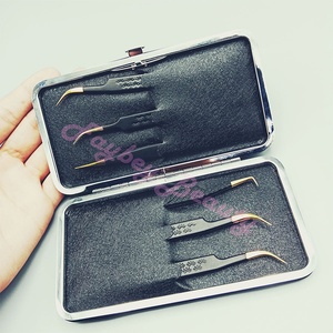 Prix de gros 45 Pince à épiler d'extension de cils à 90 degrés Pince à épiler à pointe en fibre colorée pour extension de cils Pince à épiler à pointe en fibre - Product Image 1