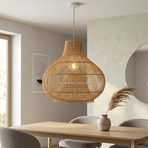 Lampe suspendue en rotin élégante, design moderne et luxueux, couleur personnalisable, design dimmable, luminaire décoratif pour la maison, pour le salon - Product Image 5