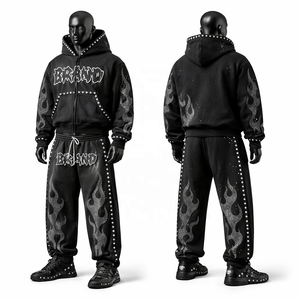 Conjunto Deportivo de Punto con Capucha para Hombre, Lavado Ácido, Poliéster/Algodón, Color Sólido, Peso Pesado 300g, Transpirable, Casual, para Invierno y Actividades al Aire Libre - Product Image 5