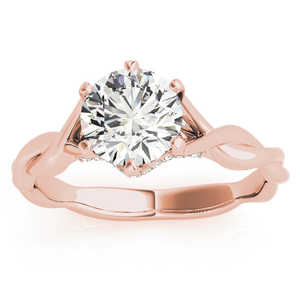 Anillo de Compromiso de Oro Rosa de 18K con Diamante, Engaste de 6 Puntas Trenzadas (.11ct) - Product Image 1
