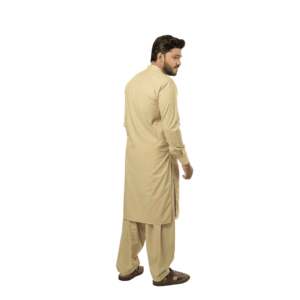 Nadeem Kurta KHAKI R-33 para hombre, corte holgado/estándar, teñido liso con detección de aguja - Product Image 2