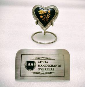 Beautiful Blue Color with Engraved Heart <b>Keepsake</b> with stand Cremation for <b>Ashes</b> - Product Image 4