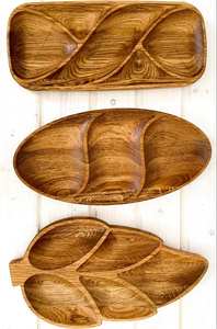 Bandeja redonda personalizable de madera de acacia diseñada para servir cocina, hogar u hotel, vajilla de estilo clásico para fiesta o ser de comida - Product Image 6