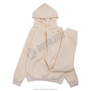 Ensemble de survêtement en molleton de coton lourd de qualité supérieure pour femmes, nouvelle marque, 2 pièces, bouton court, sweat-shirt et pantalon de jogging - Product Image 1